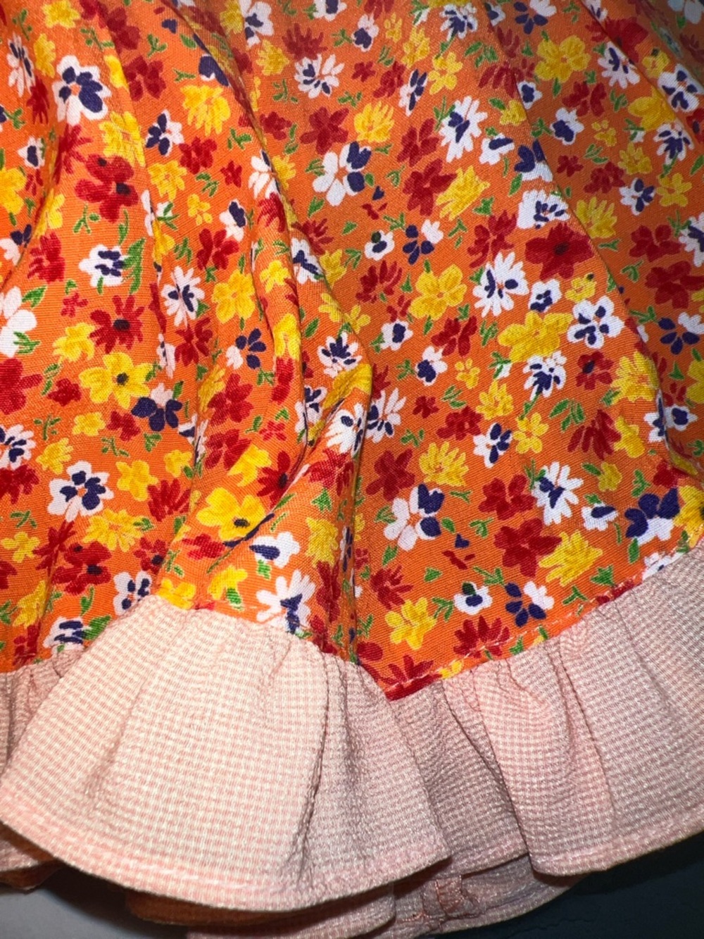 Donna Capozzi Bright Orange Floral Vintage Romper. 2T - Picture 7 of 11